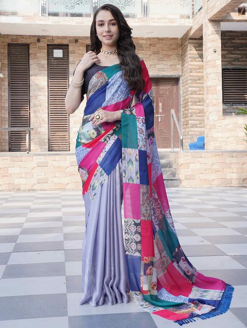 women printed casual wear saree with blouse - 21993932 -  Standard Image - 0