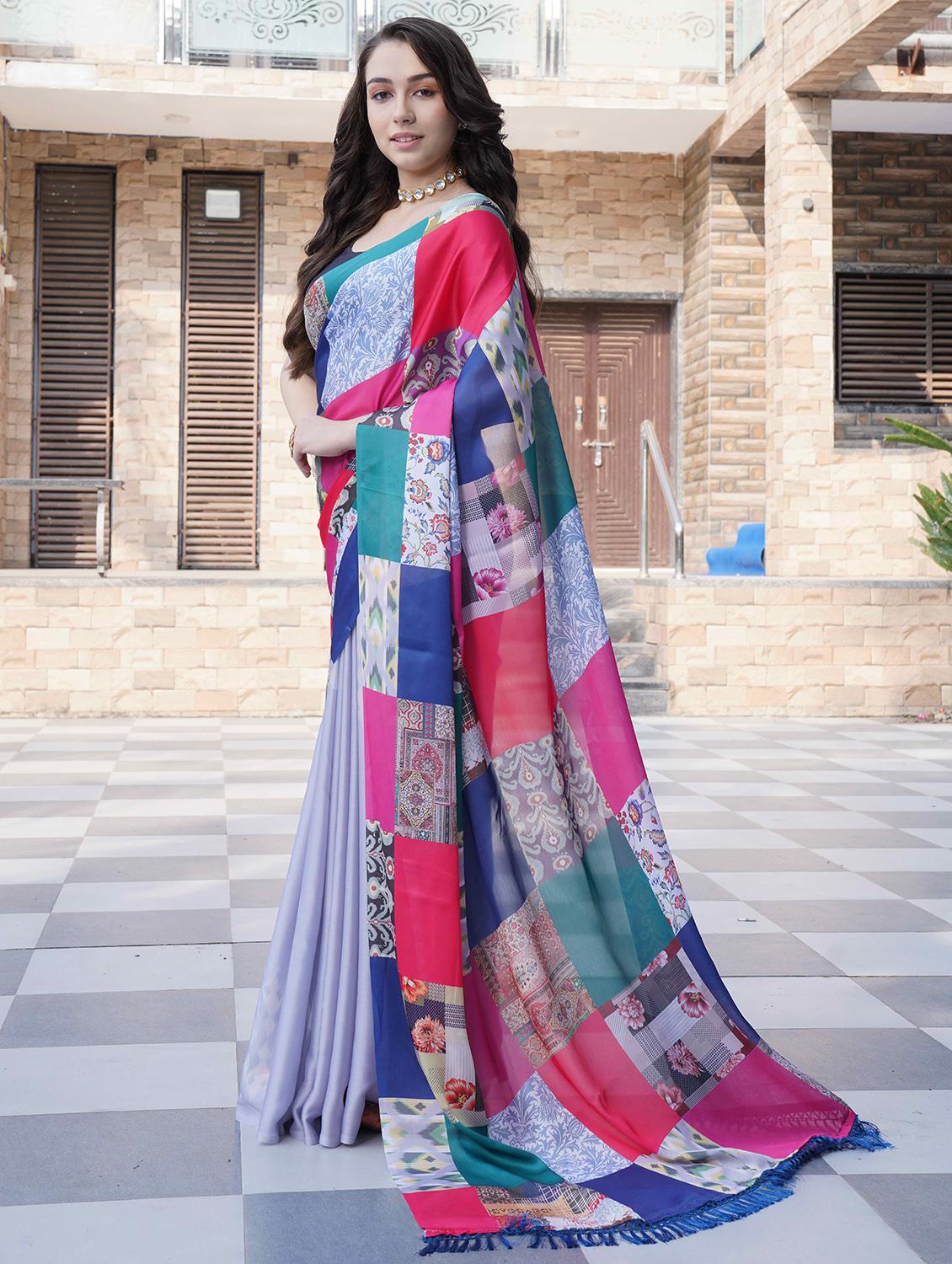 women printed casual wear saree with blouse - 21993932 -  Standard Image - 1