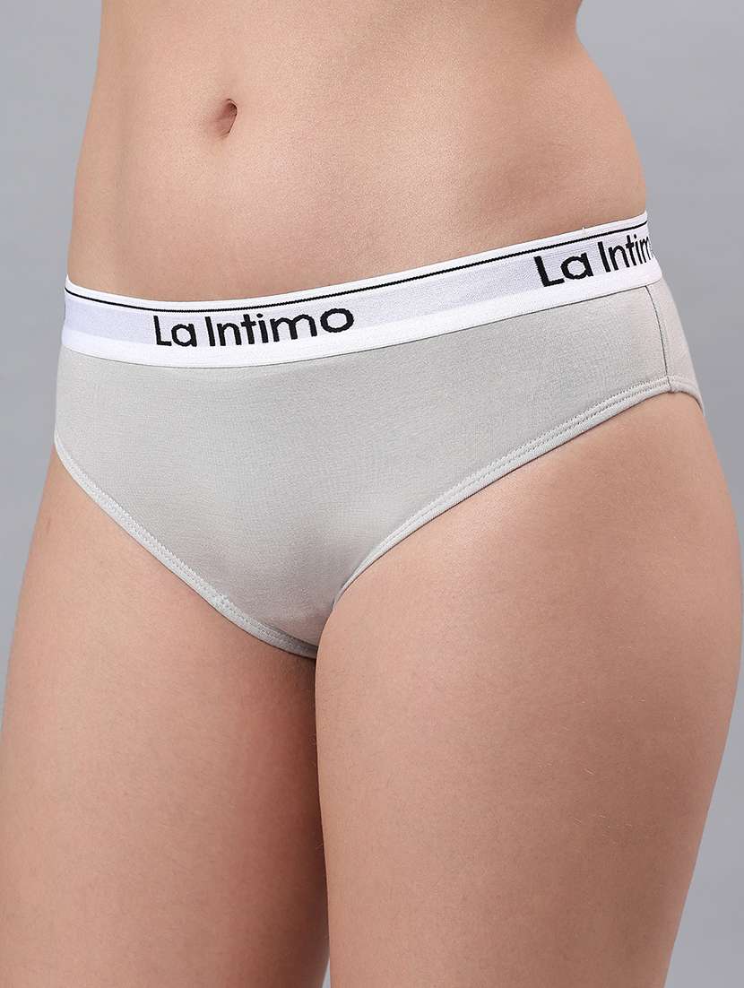 women grey solid mid rise bikini panty - 21993944 -  Standard Image - 1