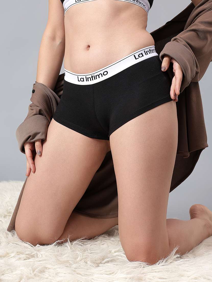 women solid mid rise boy shorts - 21993947 -  Standard Image - 4