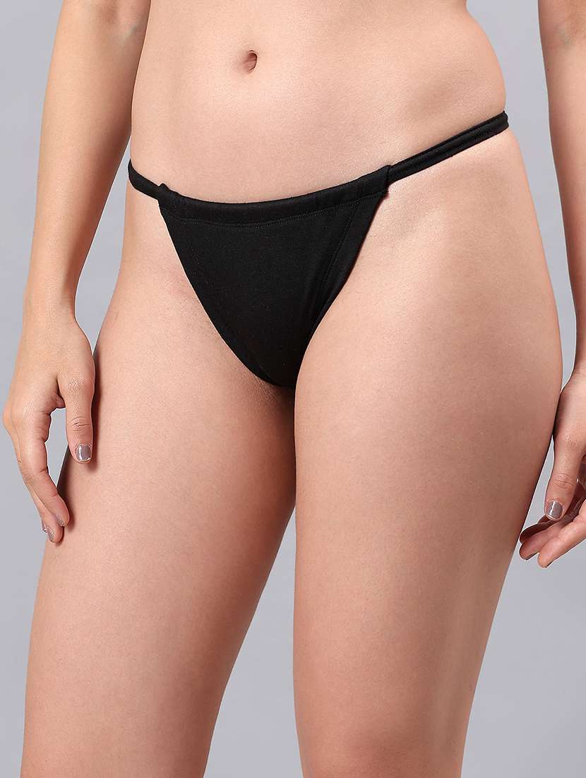 women black solid low rise thongs - 21993957 -  Standard Image - 1