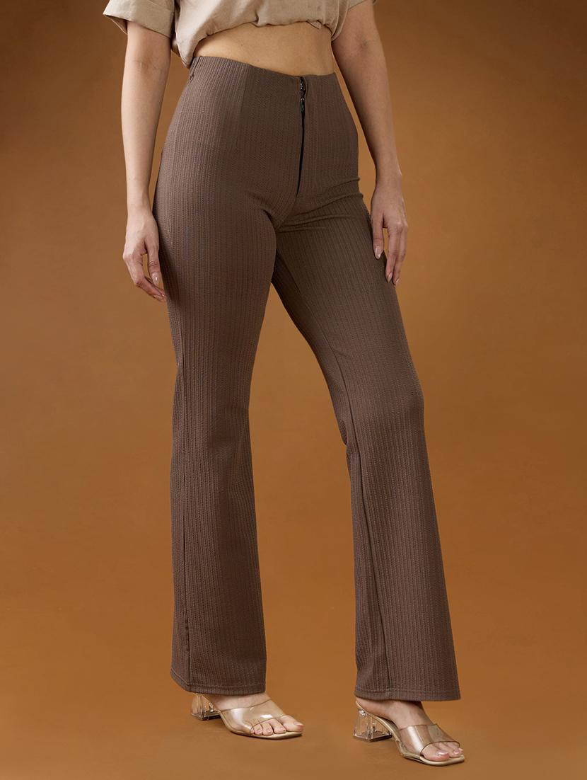 globus women mouse self design mid rise tapered fit stretchable trousers - 21994543 - Standard Image - 1