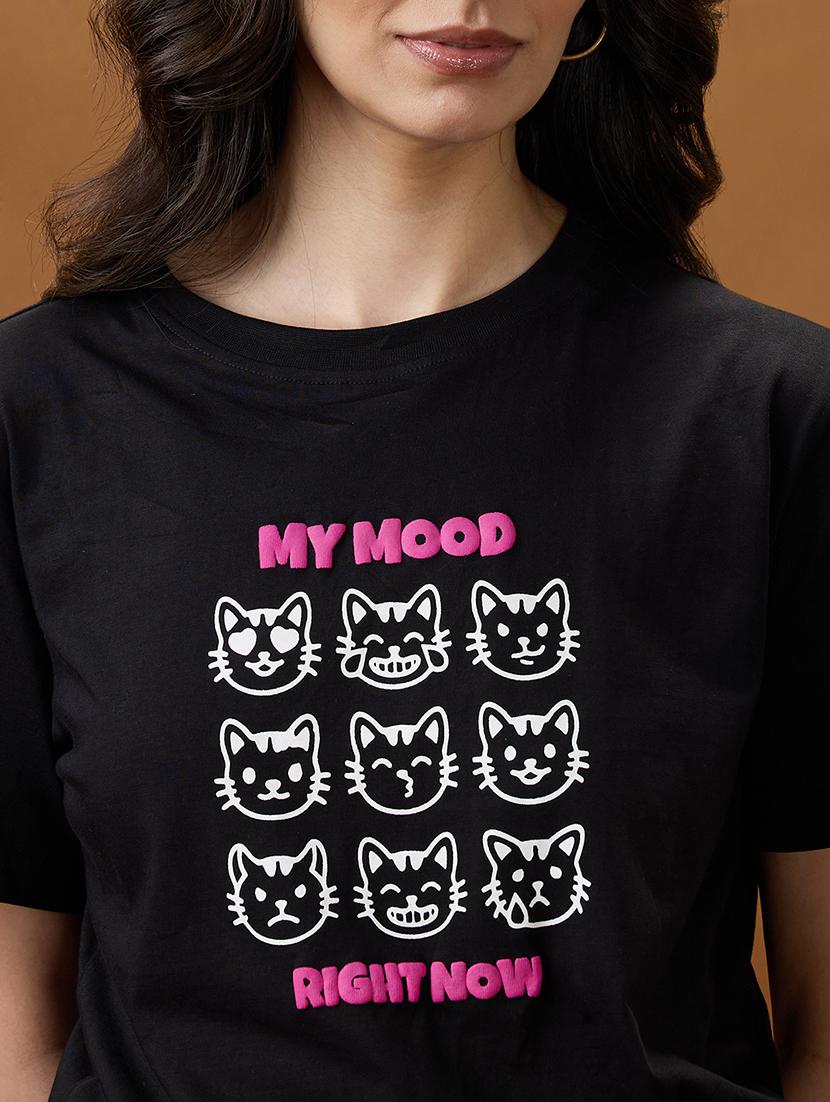 women black printed boxy t-shirt - 21994570 - Standard Image - 4