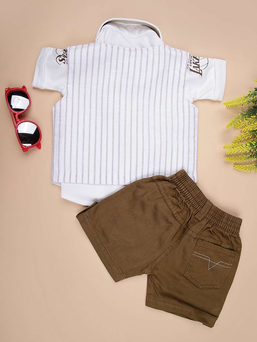 boys striped shirt & shorts casual wear set - 21994601 -  Standard Image - 1