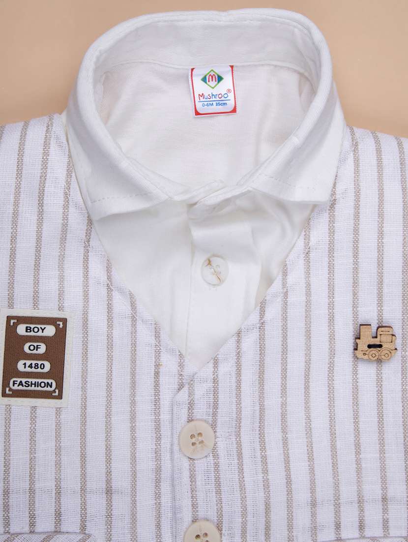 boys striped shirt & shorts casual wear set - 21994601 -  Standard Image - 4