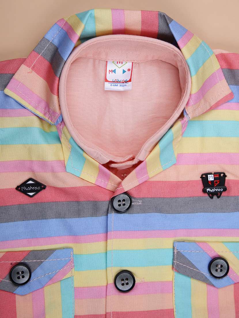 boys striped shirt & shorts casual wear set - 21994602 -  Standard Image - 4