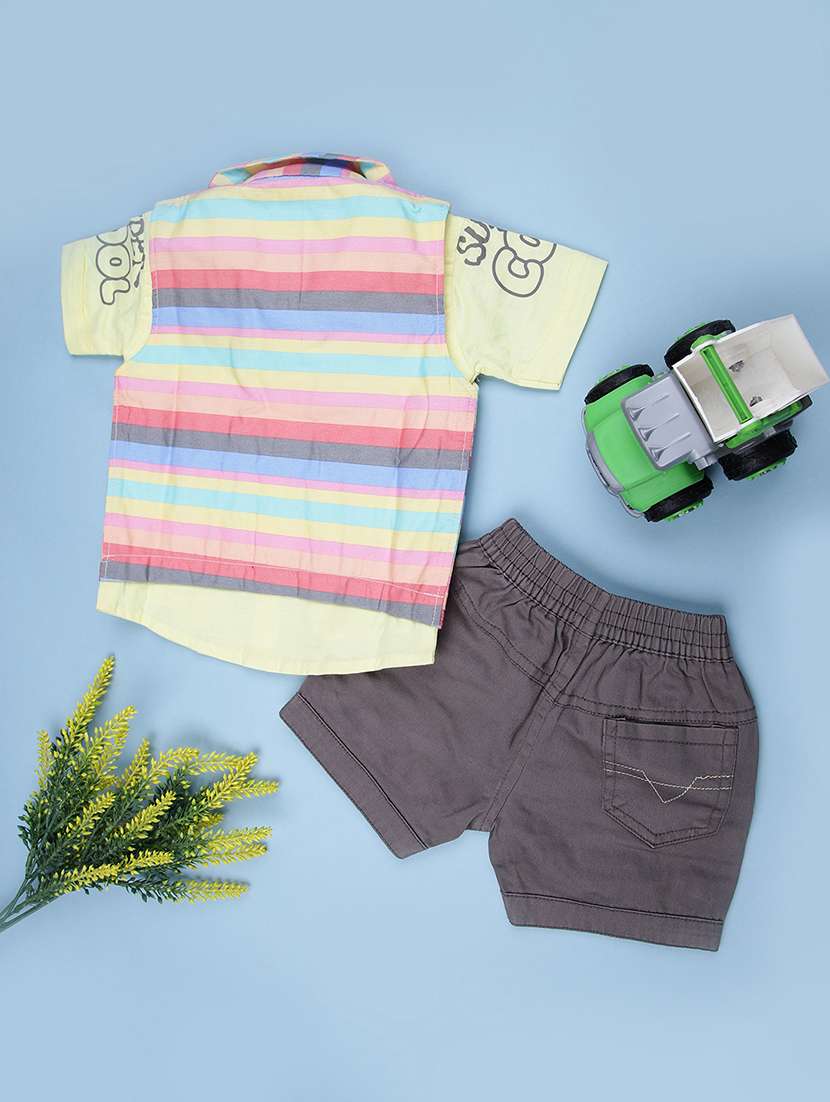 boys striped shirt & shorts casual wear set - 21994603 -  Standard Image - 1