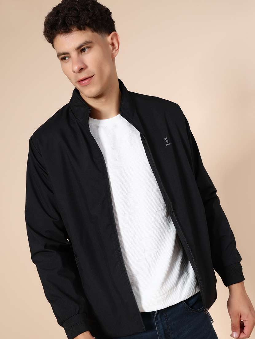 men solid long sleeve casual jacket