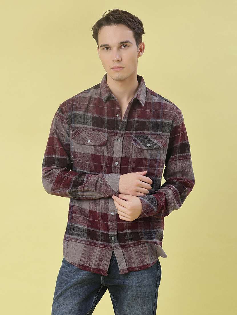 men checkered long sleeve regular fit casual shirt - 21994726 -  Standard Image - 1