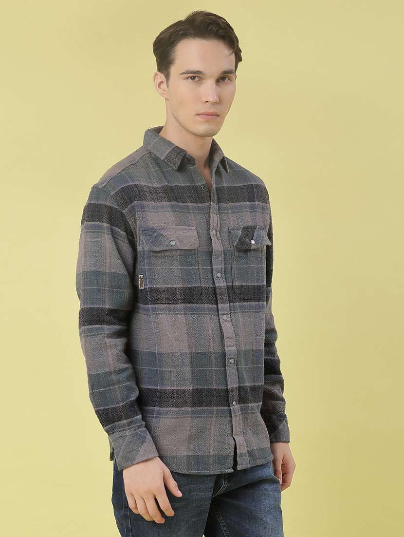 men checkered long sleeve regular fit casual shirt - 21994727 -  Standard Image - 1