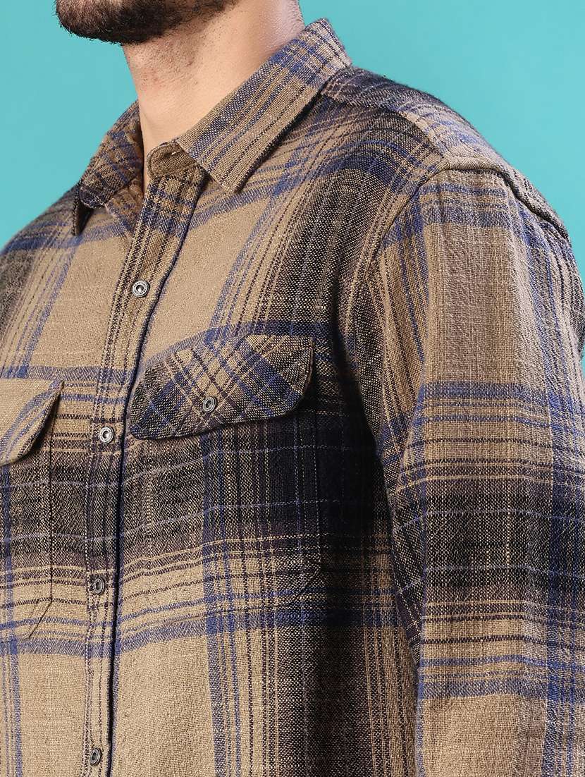 men checkered long sleeve regular fit casual shirt - 21994728 -  Standard Image - 4