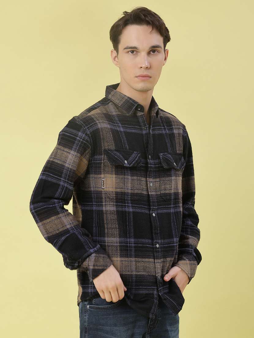 men checkered long sleeve regular fit casual shirt - 21994729 -  Standard Image - 1