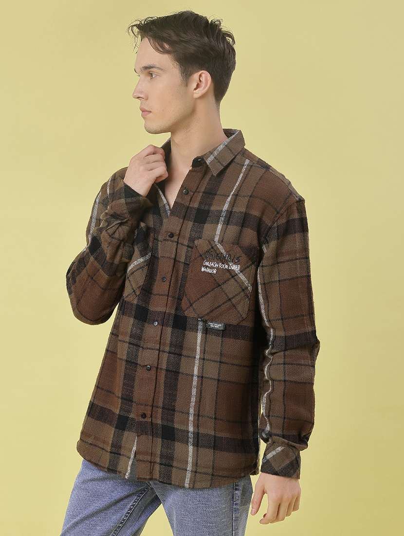 men checkered long sleeve regular fit casual shirt - 21994730 -  Standard Image - 1