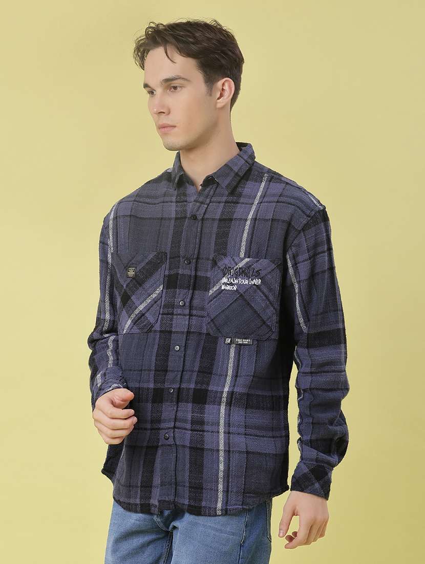 men checkered long sleeve regular fit casual shirt - 21994803 -  Standard Image - 1