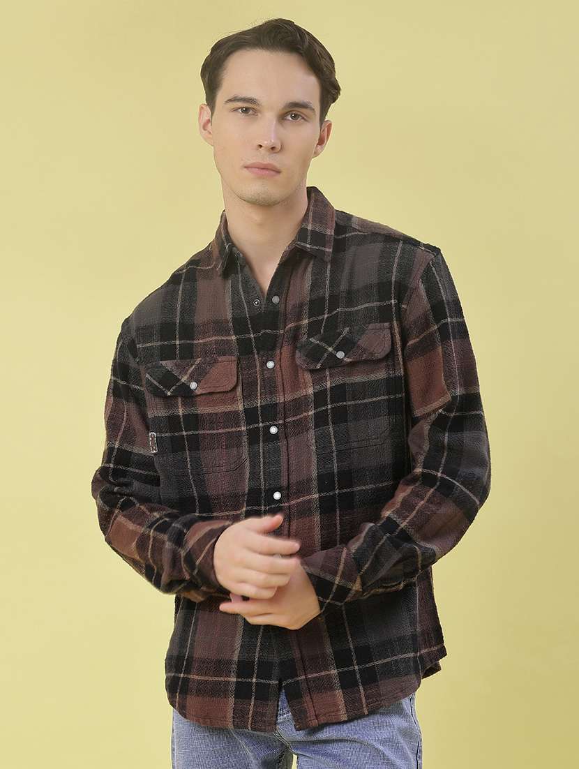 men checkered long sleeve regular fit casual shirt - 21994804 -  Standard Image - 1