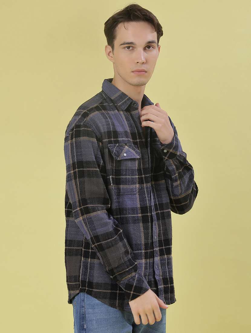 men checkered long sleeve regular fit casual shirt - 21994805 -  Standard Image - 1