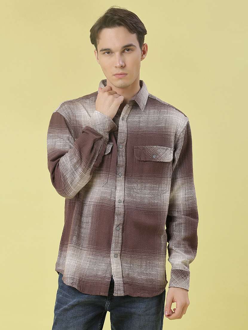 men checkered long sleeve regular fit casual shirt - 21994806 -  Standard Image - 1