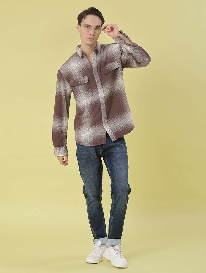 men checkered long sleeve regular fit casual shirt - 21994806 -  Standard Image - 4