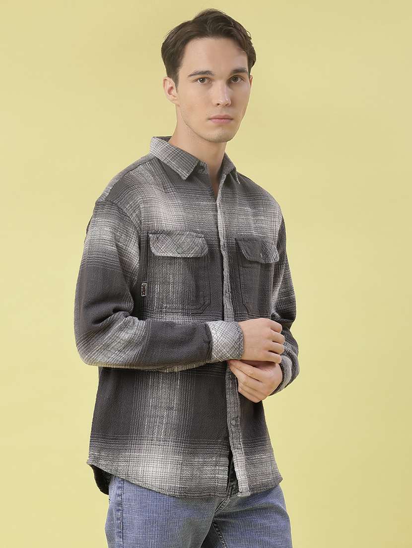 men checkered long sleeve regular fit casual shirt - 21994807 -  Standard Image - 1
