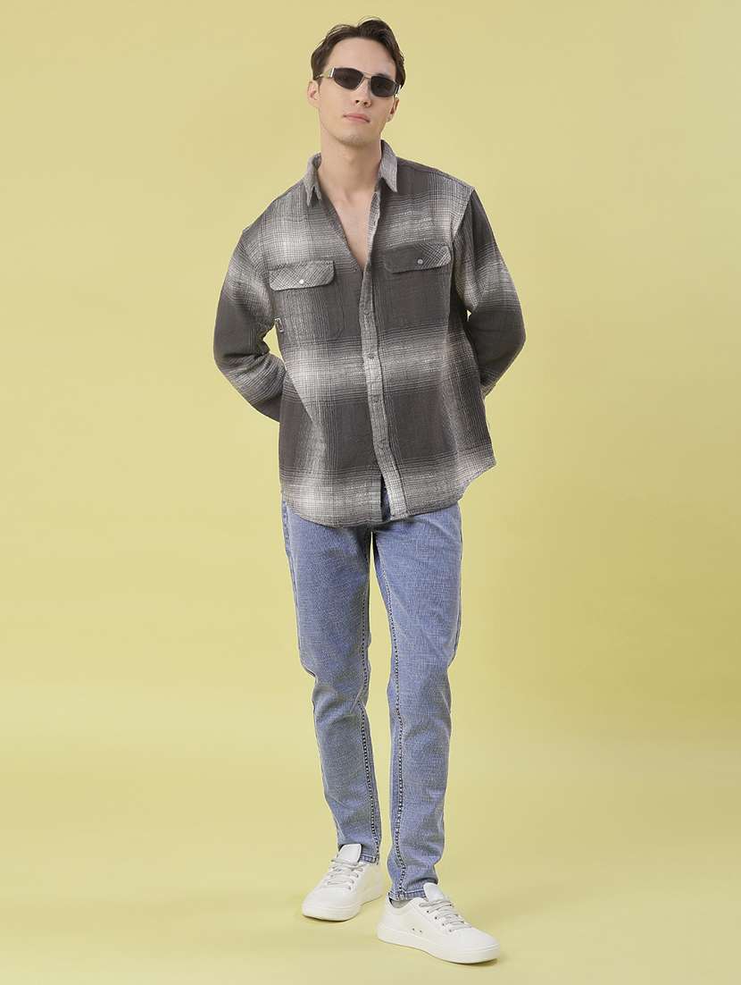 men checkered long sleeve regular fit casual shirt - 21994807 -  Standard Image - 4