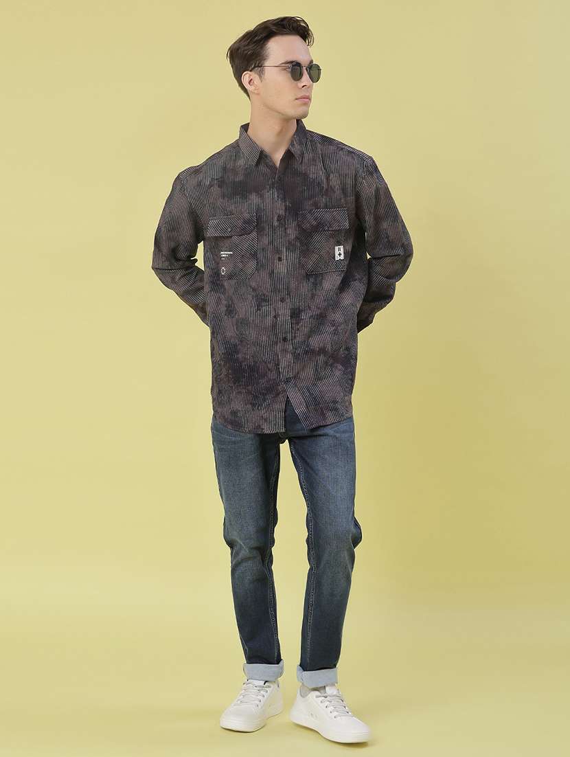 men printed long sleeve regular fit casual shirt - 21994837 -  Standard Image - 4
