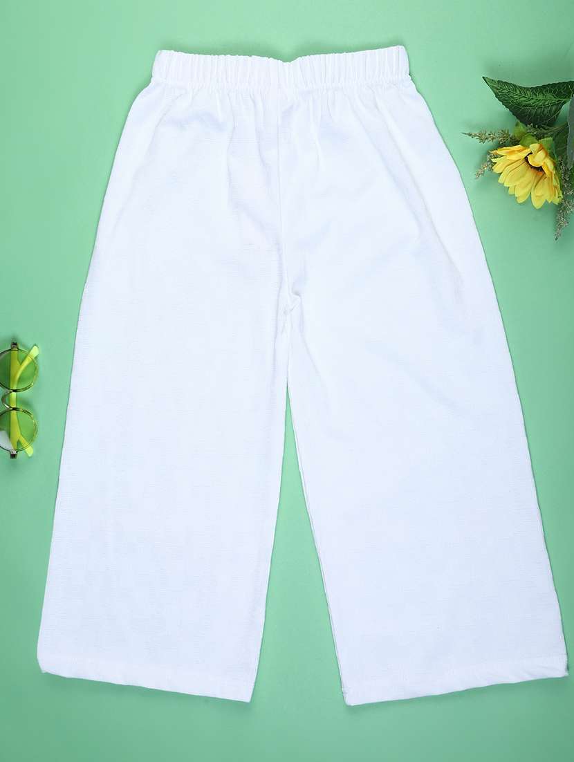 girls solid mid rise straight palazzo - 21995007 -  Standard Image - 1