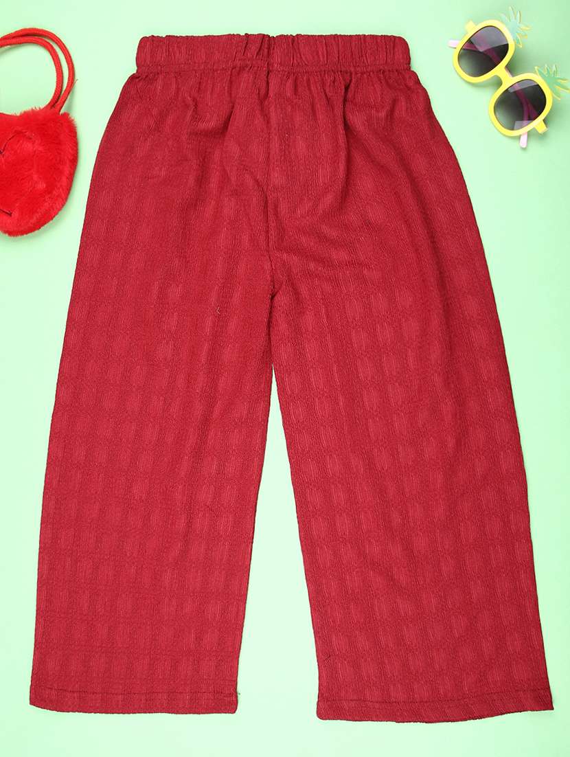 girls solid mid rise straight palazzo - 21995009 -  Standard Image - 1