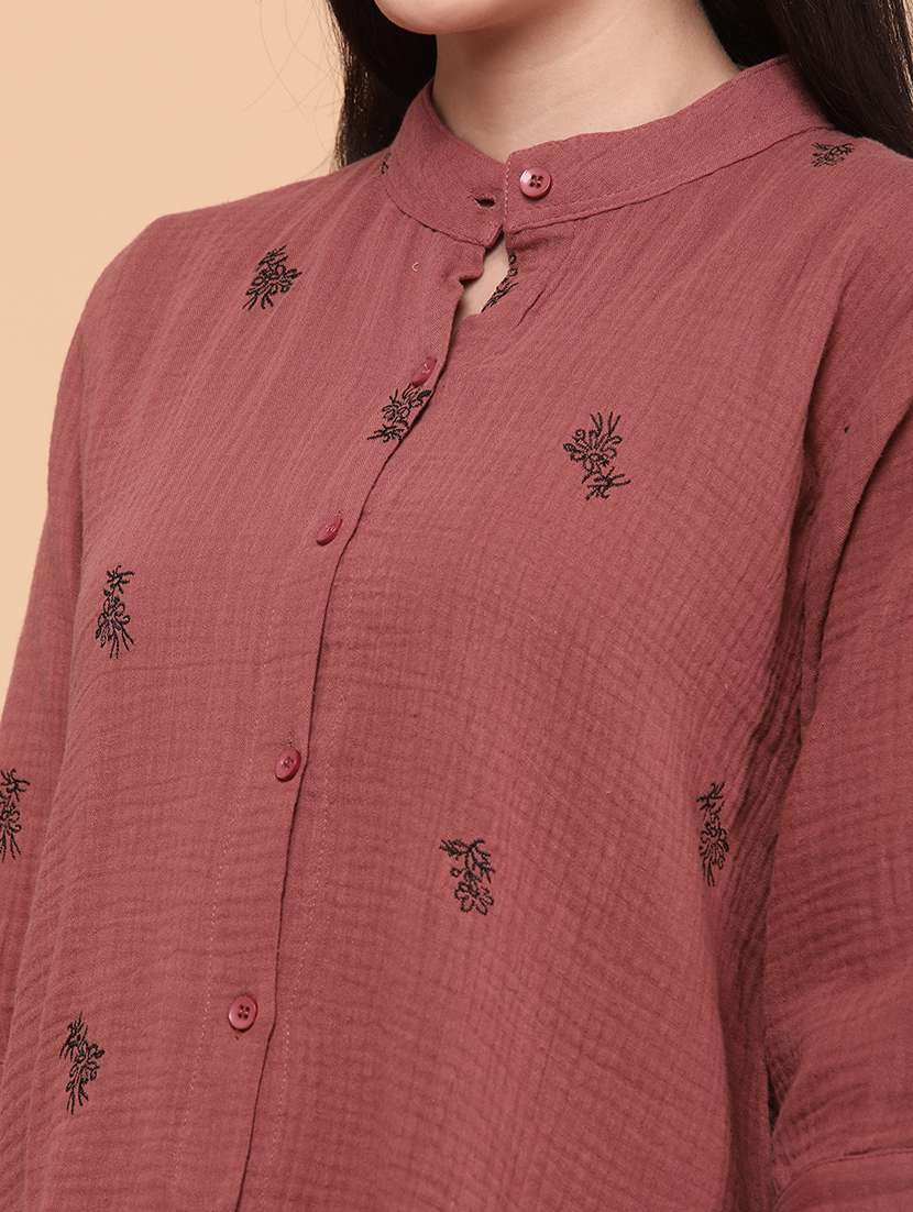 maroon cotton regular shirt - 21995037 -  Standard Image - 1