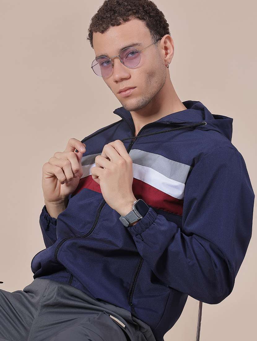 men striped long sleeve casual jacket