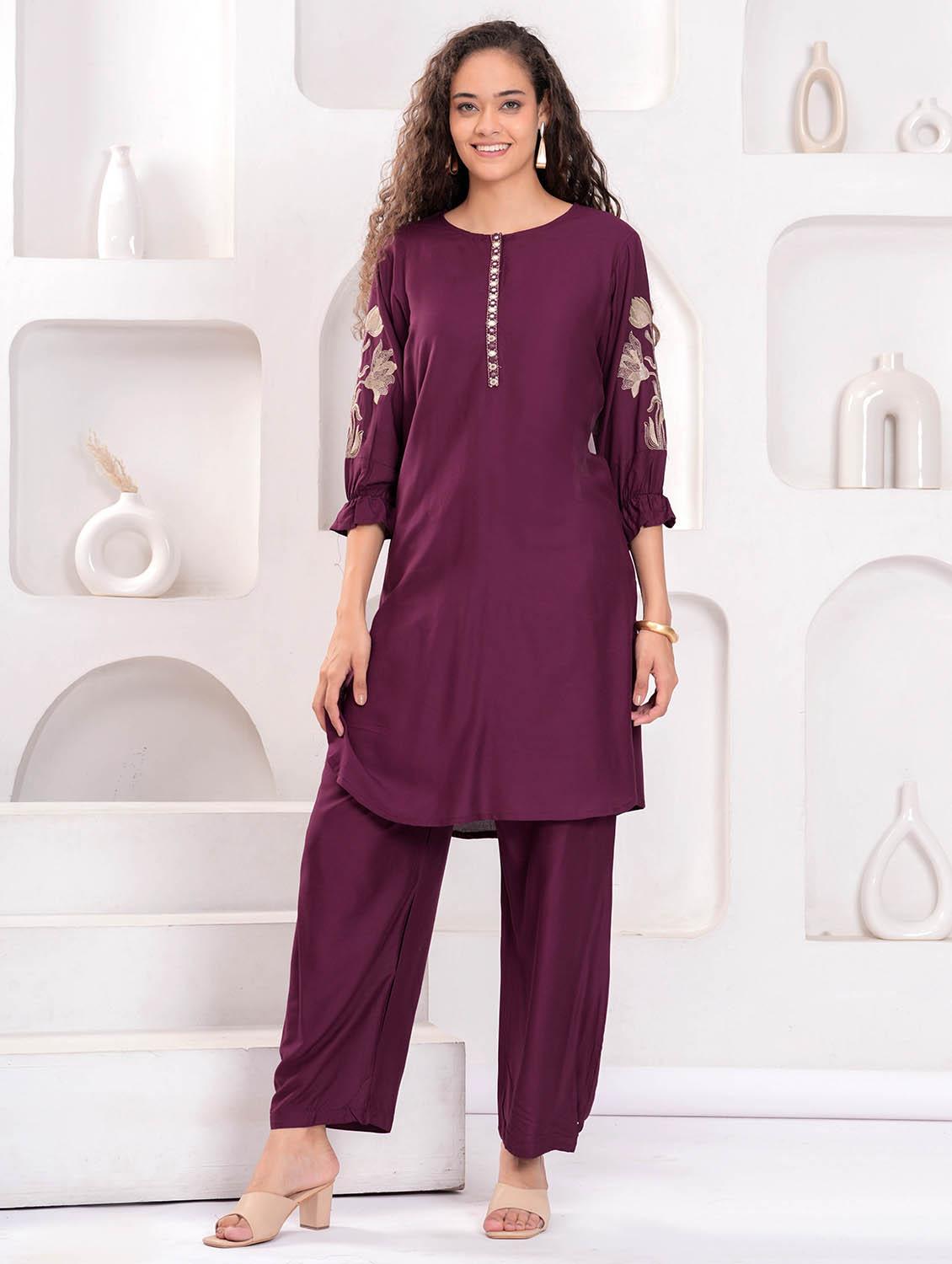 women embroidered kurta and palazzo set - 21995115 -  Standard Image - 1
