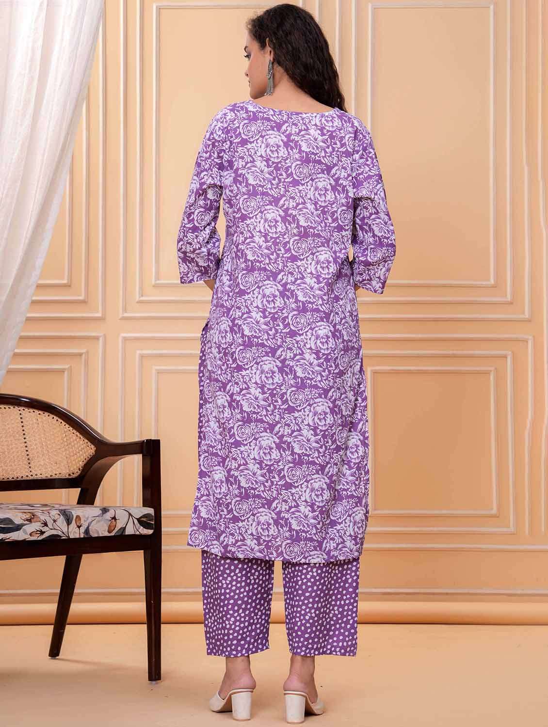 women floral printed three quarter sleeve kurta pant with dupatta set - 21995150 -  Standard Image - 4