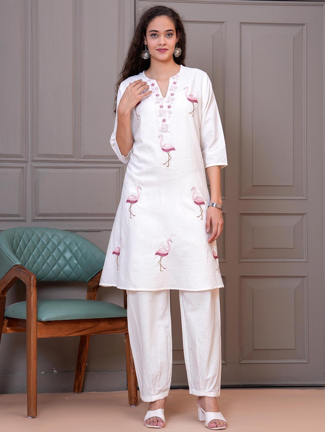 women embroidered kurta and pant set - 21995167 -  Standard Image - 1