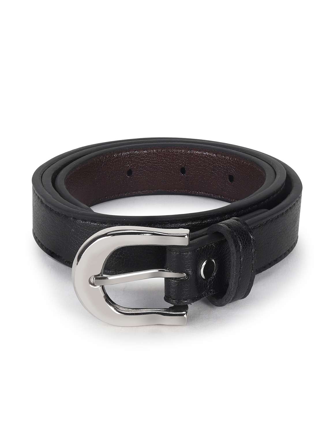 women leather black plain buckle belt - 21995225 - Standard Image - 1