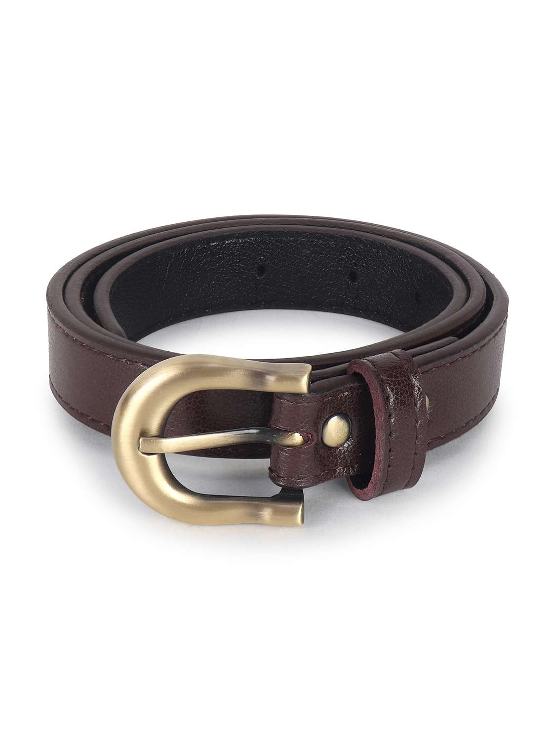 women leather brown plain buckle belt - 21995226 -  Standard Image - 1