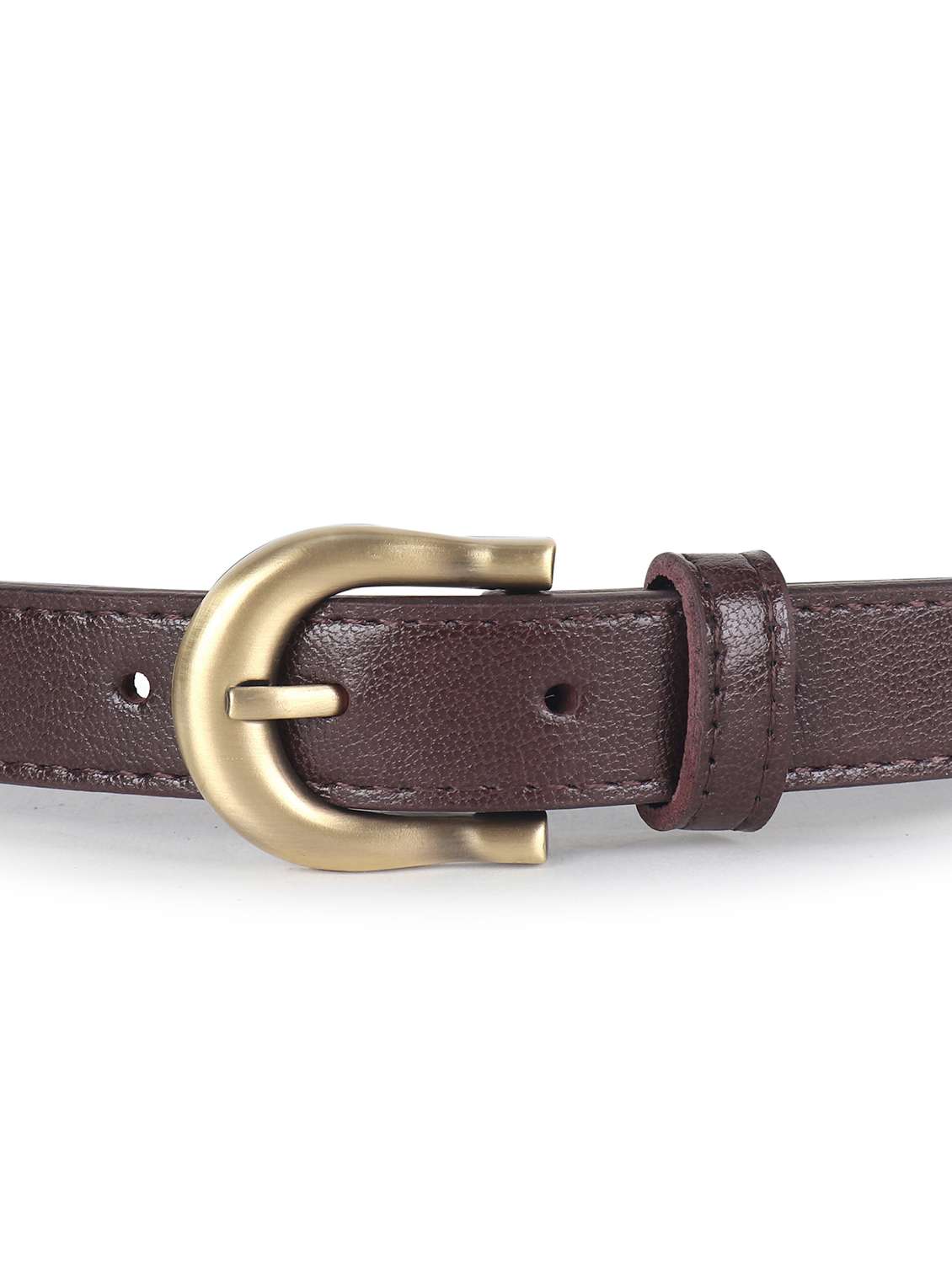 women leather brown plain buckle belt - 21995226 - Standard Image - 4