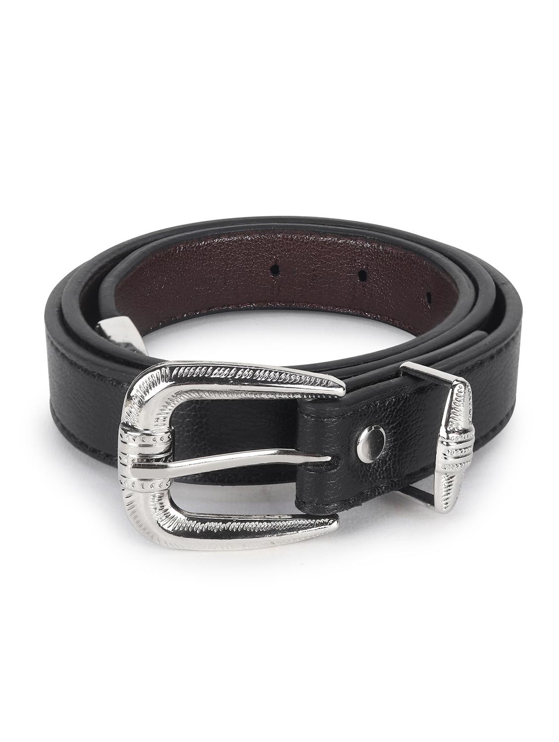 women leather black plain buckle belt - 21995229 - Standard Image - 1