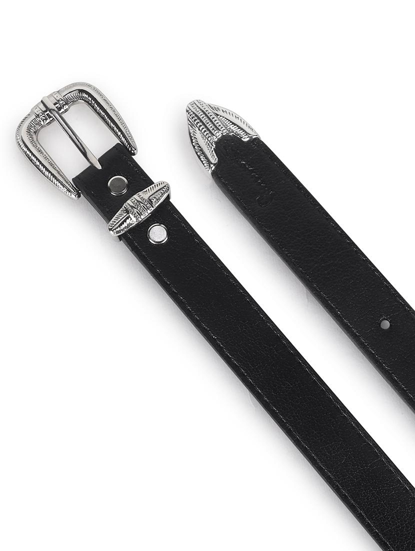 women leather black plain buckle belt - 21995229 - Standard Image - 4