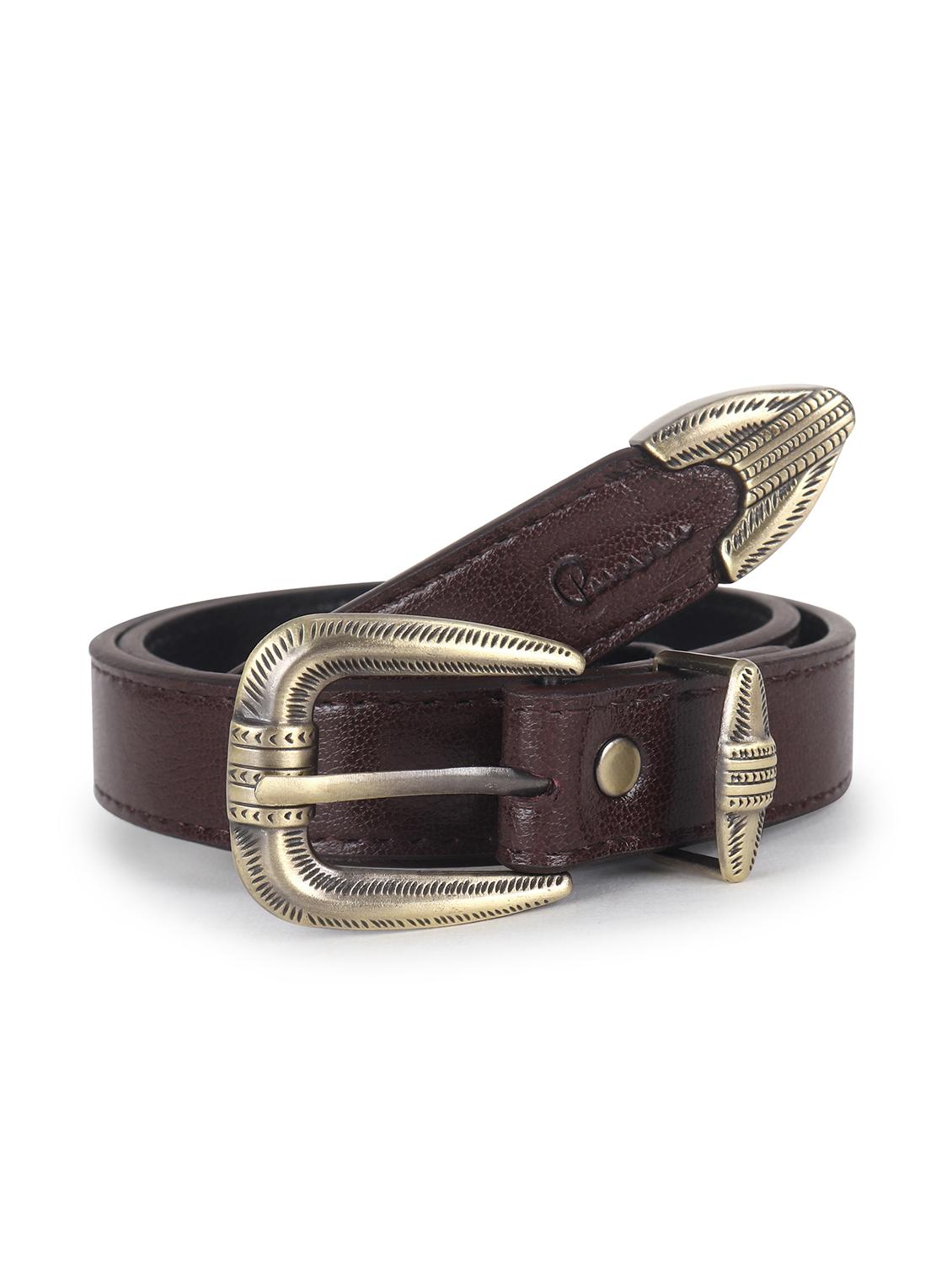 women leather brown plain buckle belt - 21995230 - Standard Image - 1