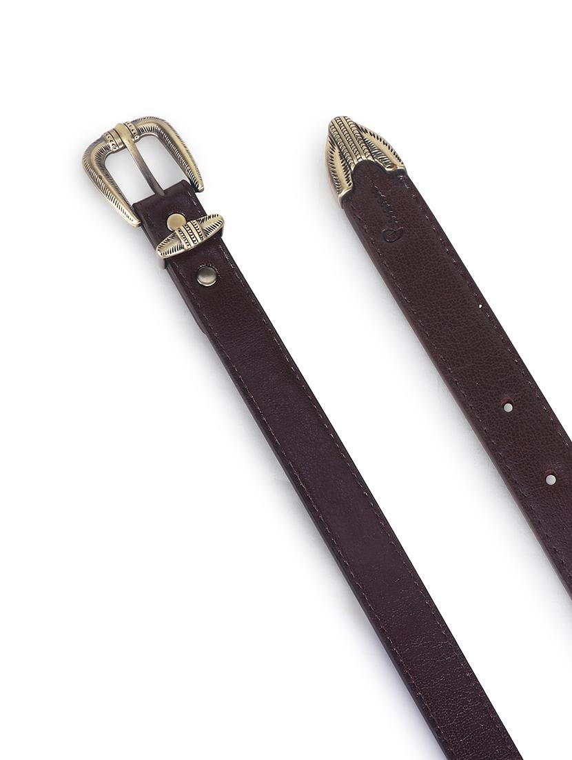 women leather brown plain buckle belt - 21995230 - Standard Image - 4