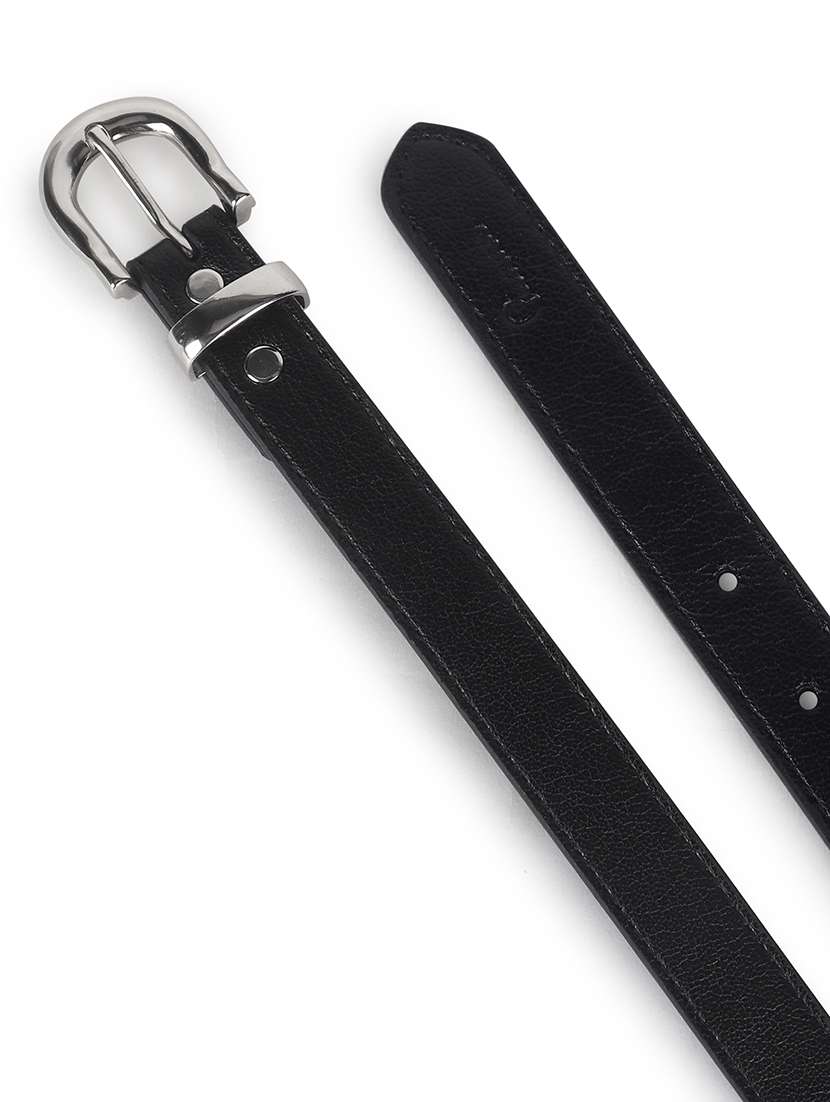 women leather black plain buckle belt - 21995231 -  Standard Image - 4