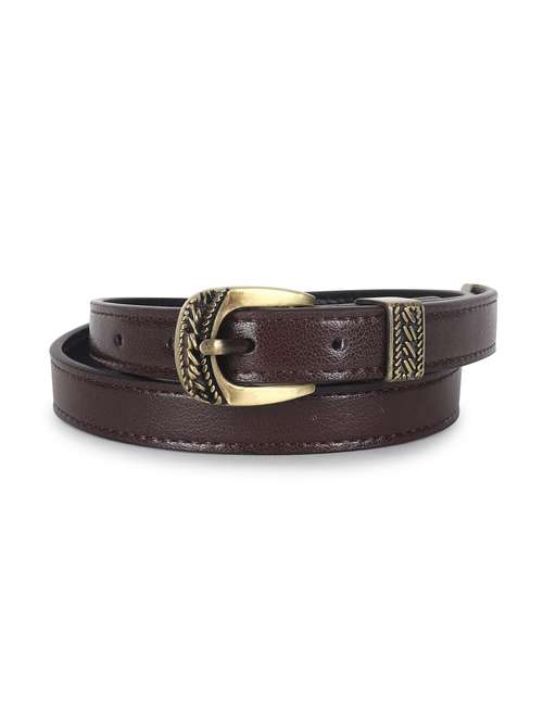 women leather brown plain buckle belt - 21995236 - Standard Image - 0