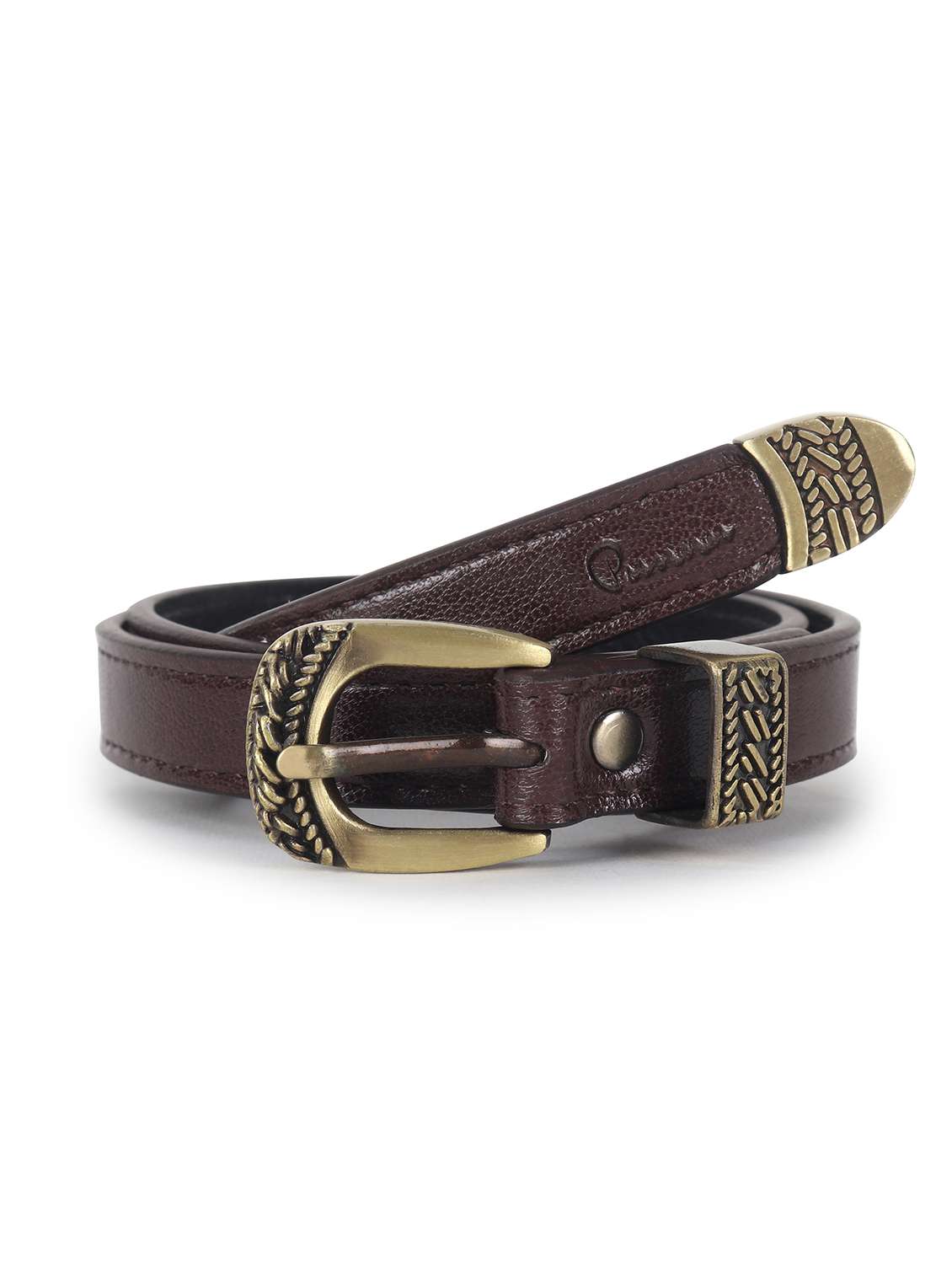 women leather brown plain buckle belt - 21995236 - Standard Image - 1