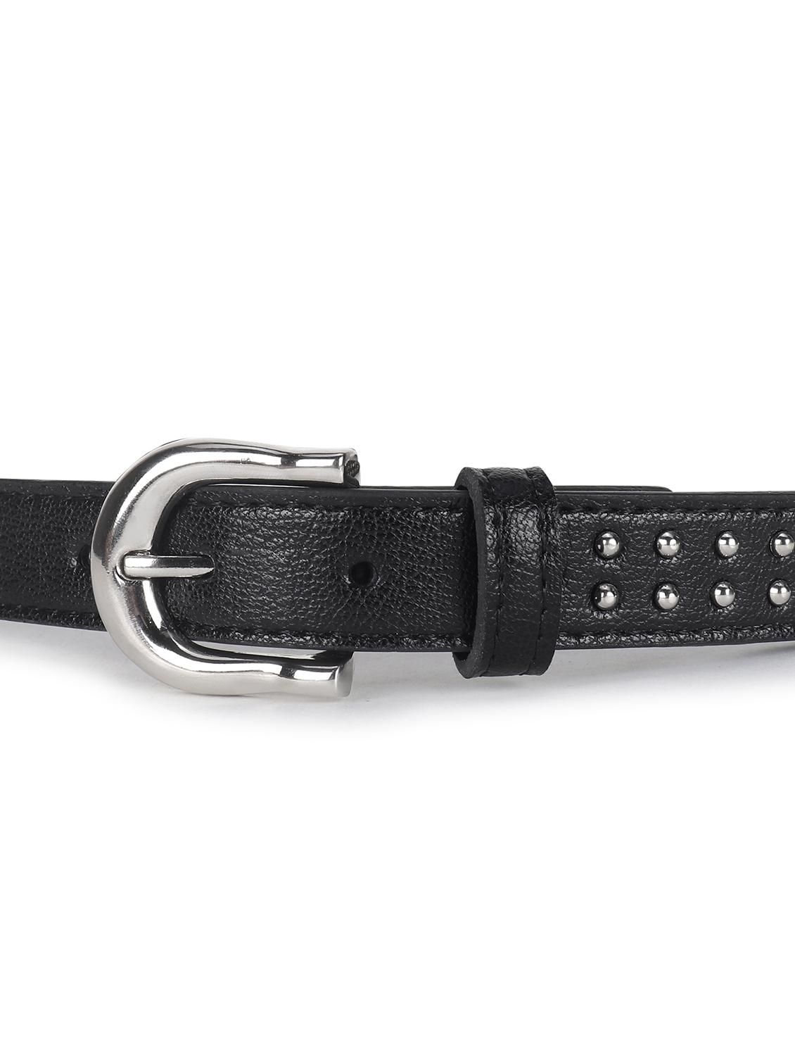 women's black studded leather belt - 21995238 - Standard Image - 1