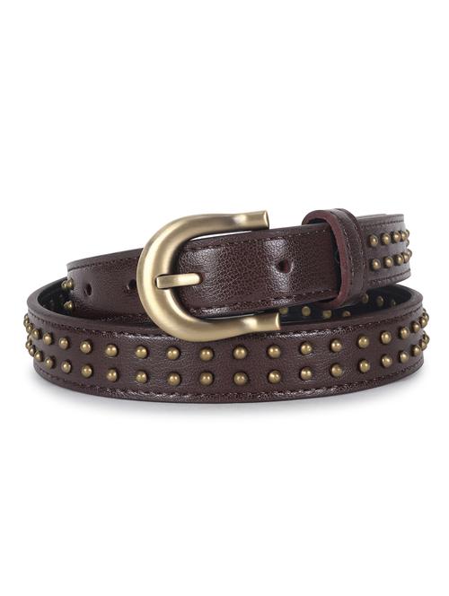 women's brown studded leather belt - 21995239 - Standard Image - 0