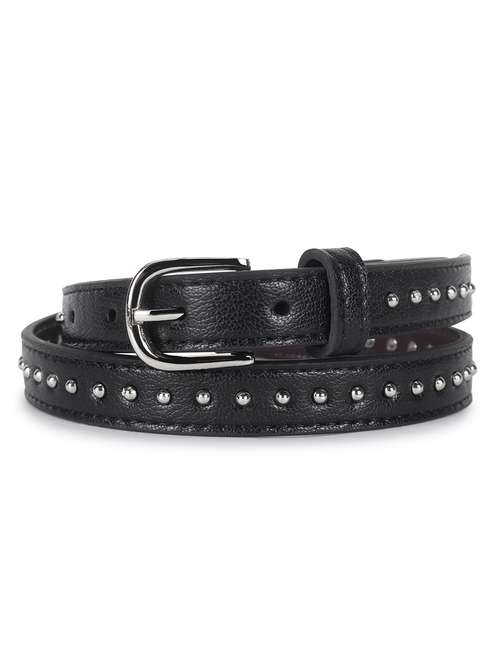 women's black studded leather belt - 21995240 -  Standard Image - 0