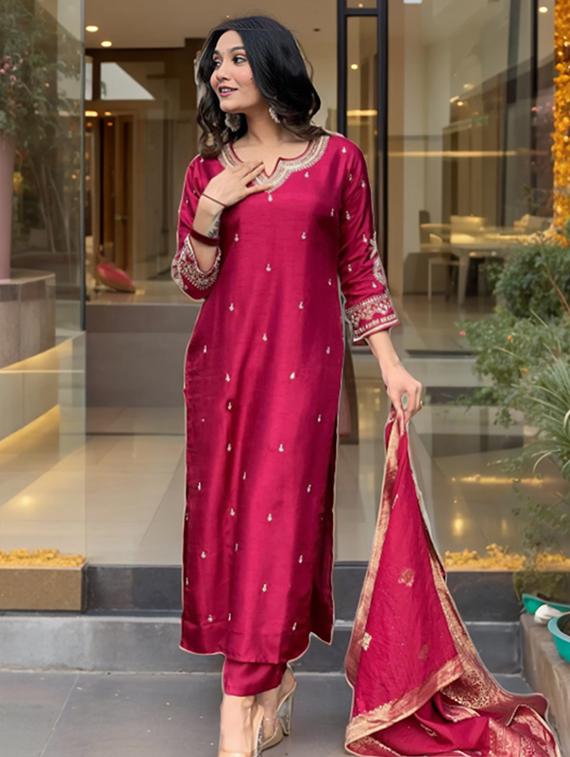 women embroidered kurta and pant with dupatta  - 21995254 -  Standard Image - 1