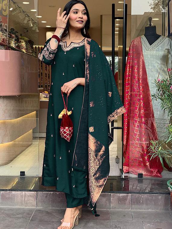 women embroidered kurta and pant with dupatta  - 21995258 -  Standard Image - 1
