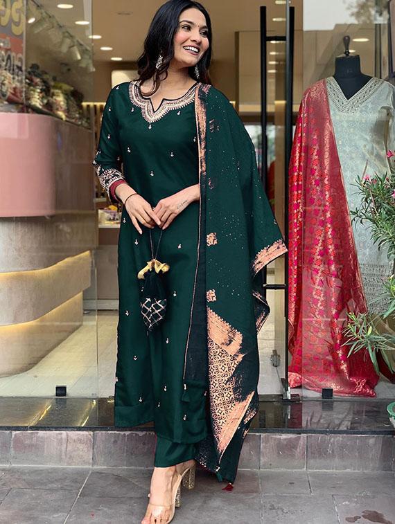 women embroidered kurta and pant with dupatta - 21995258 - Standard Image - 4