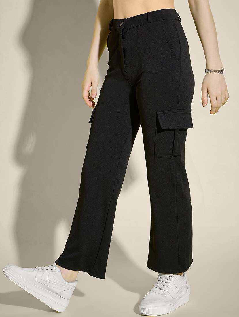women solid high rise cargo - 21995379 -  Standard Image - 1