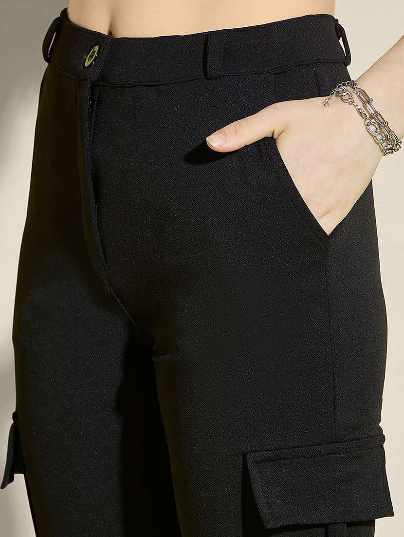 women solid high rise cargo - 21995379 - Standard Image - 4